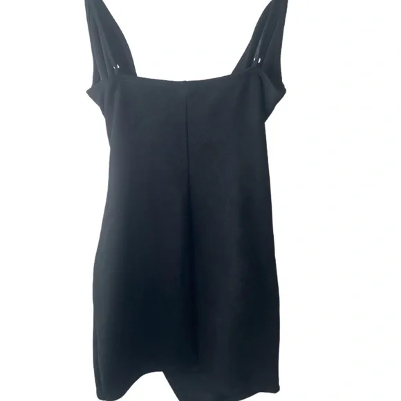 Iris Black Draped Faux Suede Dress - Picture 2 of 6